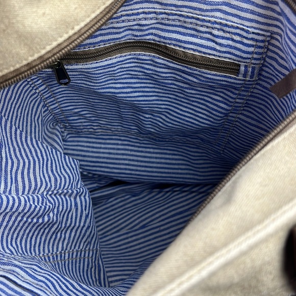 Clea Ray US Mail Owl Graphic Repurposed Canvas Tote Book Bag Leather Straps - Picture 9 of 11